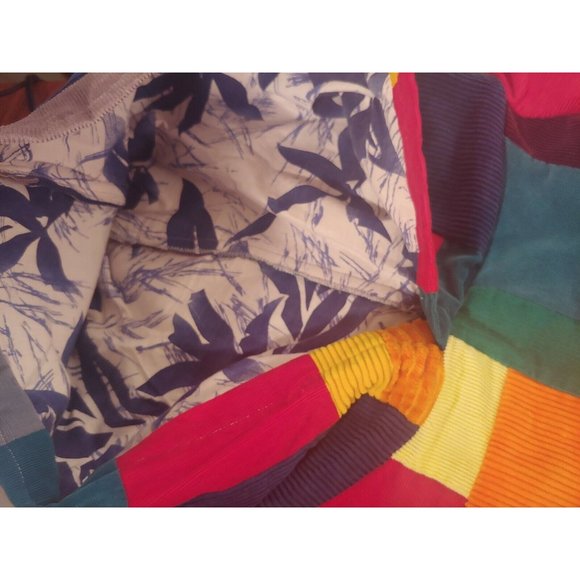 Handmade Patchwork Unisex Small Rainbow Corduroy Festival Jacket Hoodie Hippie - Picture 7 of 10